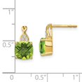 thumbnail image 3 of Auriga Fine jewelry 14K Yellow Gold Peridot Diamond Drop Stud Earrings for Women (L- 0.52 inch, W- 0.27 inch), 3 of 5