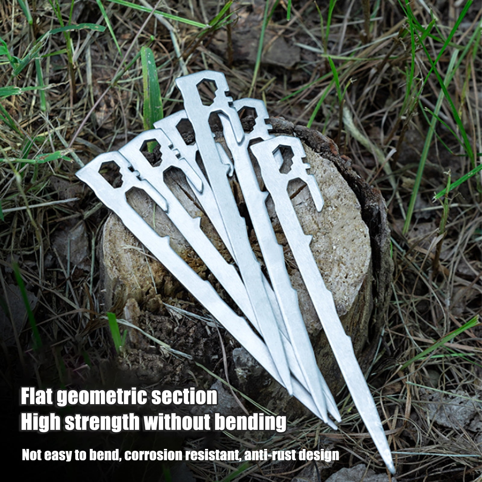 YIFAEUX 6Pcs 20/35CM Camping Tent Stake Heavy Duty Stainless Steel Multi-functional Outdoor Garden Yard Tarp Canopy Windproof Ground Spike Metal Tent Peg