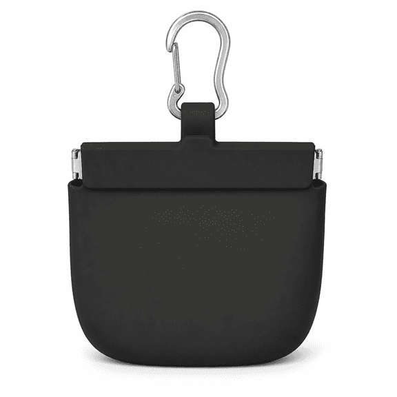 PLERISE Small Dog Treat Pouch – Silicone, One-Hand Access, Pull Tab & Auto-Closing Lid for Training & Walking (Black)