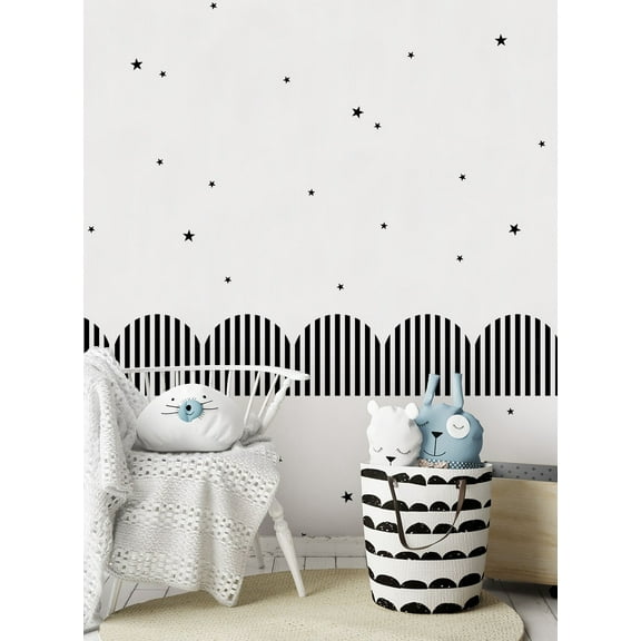 Striped Ribbons and Stars Vinyl Wall Decal