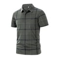 thumbnail image 2 of Fanshiluo Men's Plaid Short Sleeve Polo Shirt, Collared Casual Top with Pocket,Size:XL,Big and Tall Men, 2 of 5
