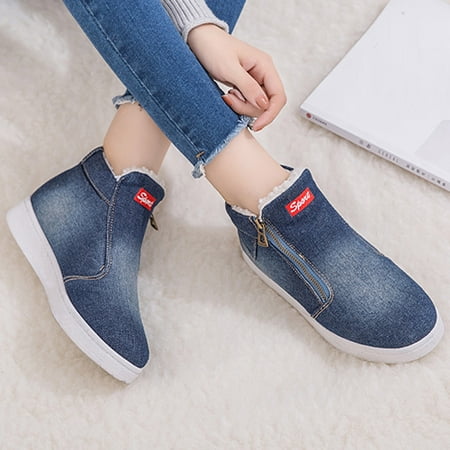 

Boots for Women Rollback or Clearance Hvyes Winter Snow Boots Thicken Women s Shoes Denim Plus Size Warm Cotton Shoes