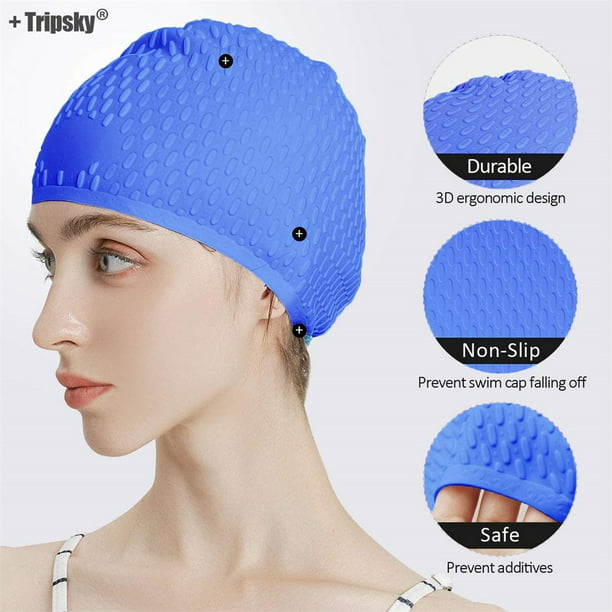 Swimming Cap Waterproof Silicone Swim Pool Hat for Adult Men Women