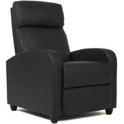 LCH Single Recliner Chair Thick Padded Push Back Leather Modern Sofa,Black