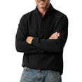 thumbnail image 2 of Quarter Zip Pullover Men 1/4 Zip Softshell Golf Jacket Fleece Lined Wind Resistant Loose Sweatshirt Zipper Pockets Spring Fall Big & Tall Size M-4XL Black, 2 of 6