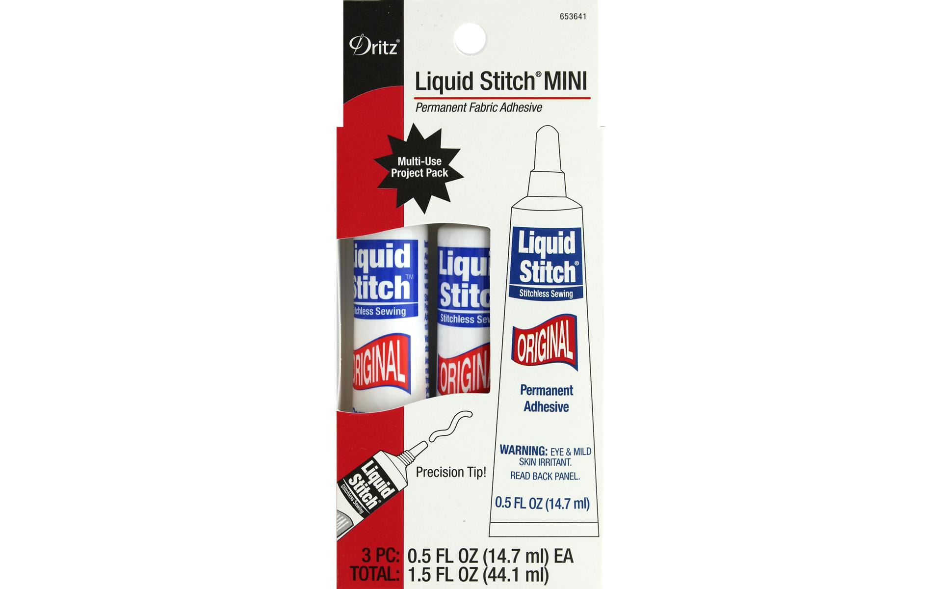 653641 DRITZ LIQUID STITCH FABRIC ADHESIVE MINI 5OZ 3PC