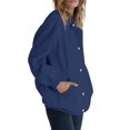 thumbnail image 2 of Women'S Full Zip Up Fleece Hoodie Soft Winter Jacket Casual Oversized Sweatshirt with Button Front Navy Blue L, 2 of 7