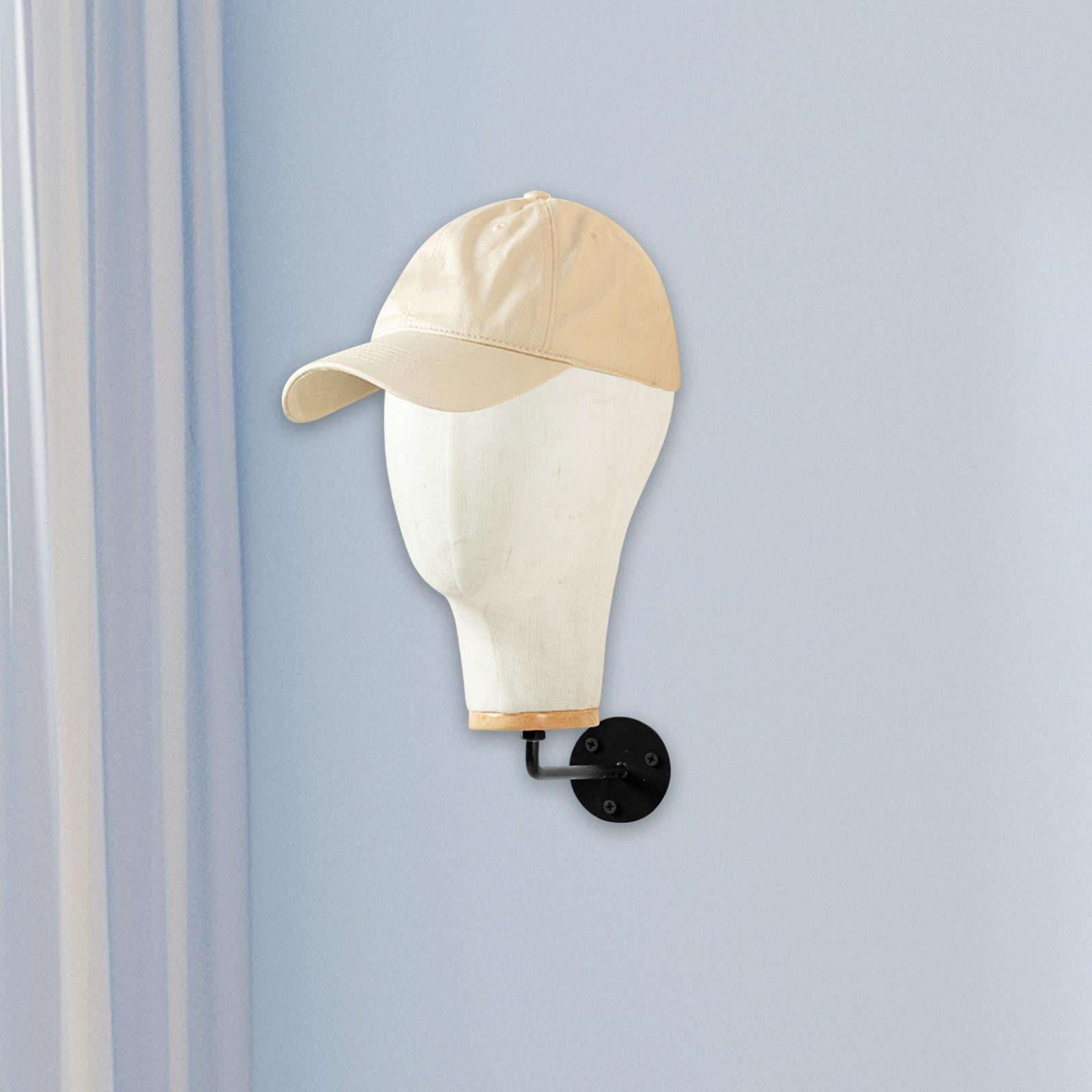 Serenable Manikin Head Canvas Mannequin Wall Mounted Sturdy Hair Hats Hairpieces Multipurpose Hat Display Stand Beginner Home Salon 15cm Hook
