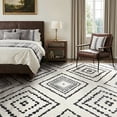 thumbnail image 2 of KoshiMe 10'x14' Area Rugs for Living Room, Machine Washable Rugs Non-Slip, Low Pile Soft Print Pattern Western Rug for Bedroom, Dining Room, Office, Black White, 2 of 9