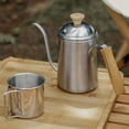 thumbnail image 3 of 2024 Hervidor de café de acero inoxidable con cuello de cisne para estufa, tetera para café por goteo, tetera por goteo con mango ergonómico de madera, 3 of 3