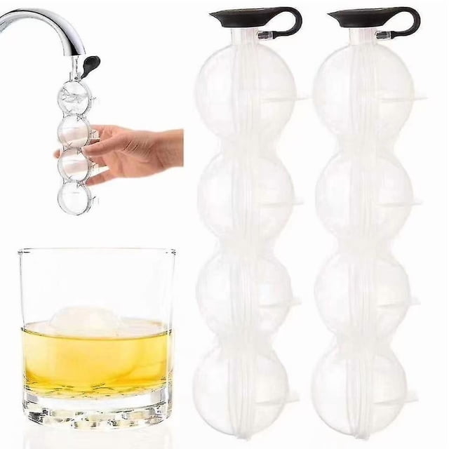 Molde para hacer bolas de hielo de 4 cavidades, bandeja para cubitos de hockey sobre hielo para whisky y vodka, 2 unidades