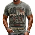 thumbnail image 5 of Xneal 911 25th Anniversary T-Shirt Casual Short Sleeve Print Never Forget 911 Multicolor Shirts for Men Size 2XL, 5 of 5
