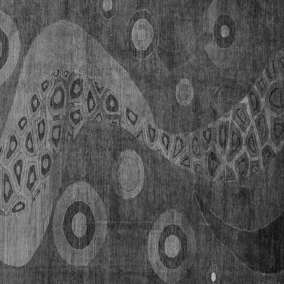 Ahgly Company Indoor Square Oriental Gray Modern Area Rugs, 3' Square