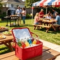 thumbnail image 4 of Dongrere Portable Insulated Cooler Bag, Aluminum Lining Lunch Tote, Collapsible Lunch Box for Pool Picnic Beach Outdoor Use, 5.5x11x6.7 Inch, Red, 4 of 6