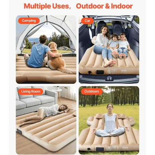 84.1x49.2x7.9 Inch Inflatable Car Air Mattress with Built-in Pump Beige
