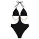 thumbnail image 5 of Traje de baño de una pieza para mujer, conjunto de bikini para mujer, traje de baño de verano para mujer con escote asimétrico, espalda descubierta, color liso, cintura alta., 5 of 5