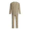 thumbnail image 2 of Mialoley 2Pcs Men's Sleepwear Set Solid Color Long Sleeve V-Neck Pullover Elastic Waist Pants, 2 of 8