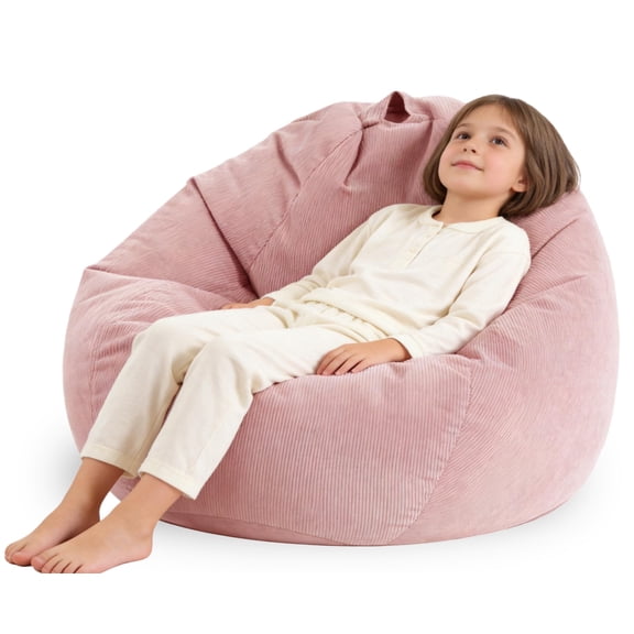 3FT Memory Foam Bean Bag Chair for Kids & Teens, Super Soft Corduroy Lazy Sofa with Handle, Vacuum‑Packed Gaming Reading Bean Bag Sofa