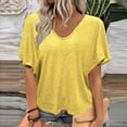 thumbnail image 2 of Wlynlyn Womens T Shirts Ruffle Short Sleeve V Neck Fashion Summer Cute Tees Loose Fitted Comfy Plain Tees, 2 of 6