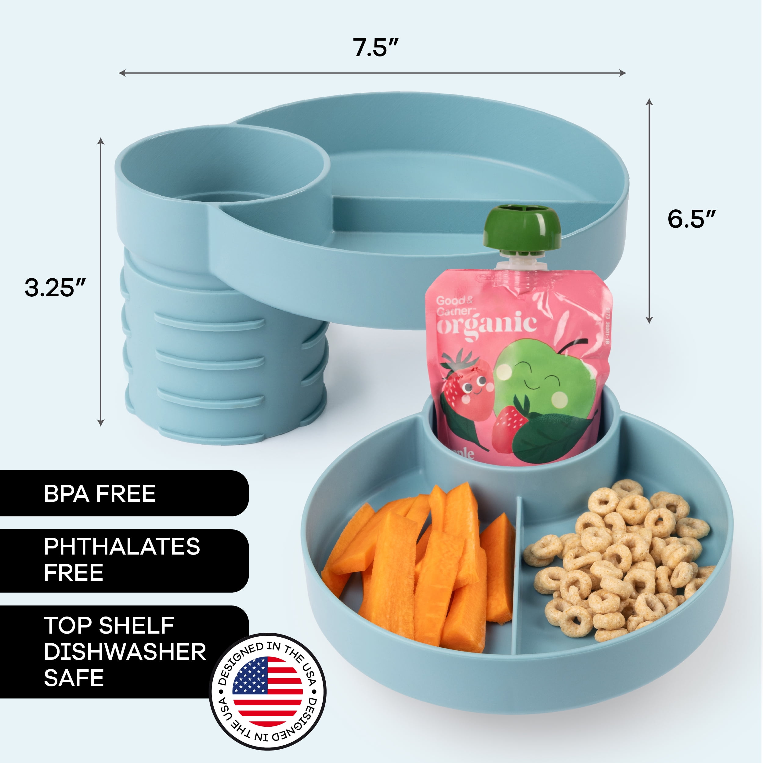 Hoovy Travel Snacker Toddler Car Seat Snack Tray Mess Free Aquamarine Unisex