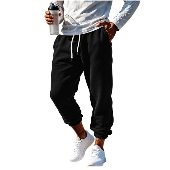 Yongwang Joggers for Men Drawstring Waist Pants Casual Fashion Sports Long Trousers with Pockets