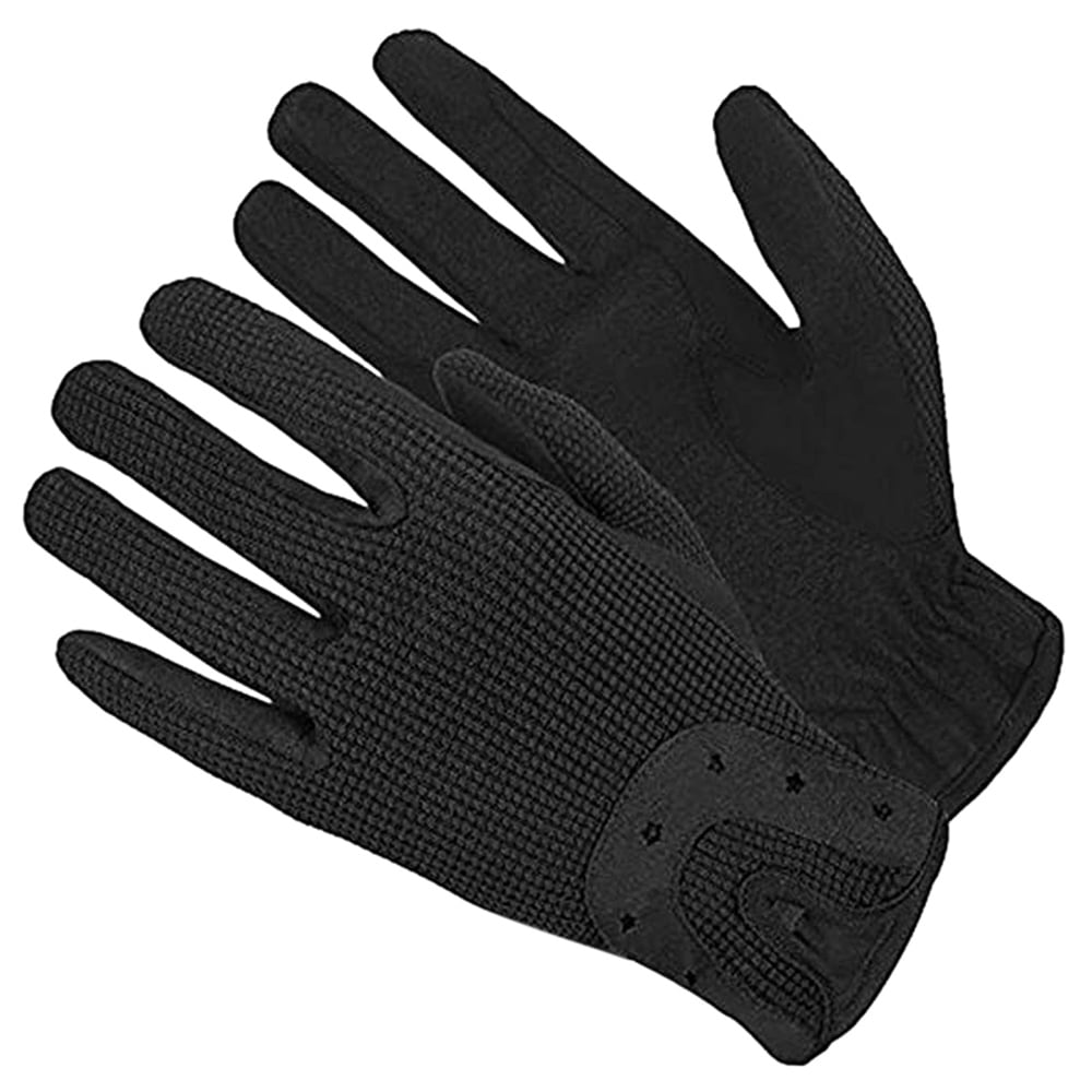 Childrens Kids Equestrian Horse Riding Gloves Synthetic Leather Cotton Black 