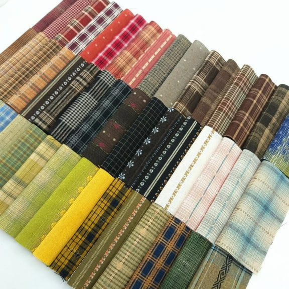 iMZoon 100Pcs 4"x4"(10cm) Quilting Cotton Fabric Squares,Pre-Cut Square Patches,100% Cotton Yarn-Dyed Fabric,Ultra Soft Material with Plaid Pattern
