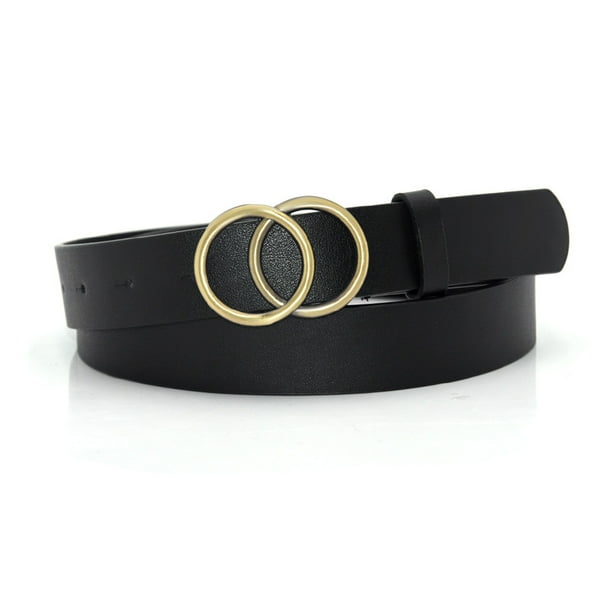 Namato Fashion Gold Double O Ring Belts For Women Faux Leather Belts For Jeans Dresses Pants Walmart Com Walmart Com