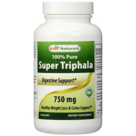 Triphala 750 mg 120 Vcaps By Best Naturals - 100% Pure Super Triphala with Zero filler ingredients - Manufactured in a