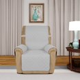 thumbnail image 2 of Housse de Sofa Inclinable Matelassée Réversible, Protège-Meubles Résistant à l'Eau, Housse de Canapé Lavable avec Sangles Élastiques pour Enfants, Chiens, Animaux (Fauteuil Inclinable, Gris Pâle/ivoire), 2 of 7