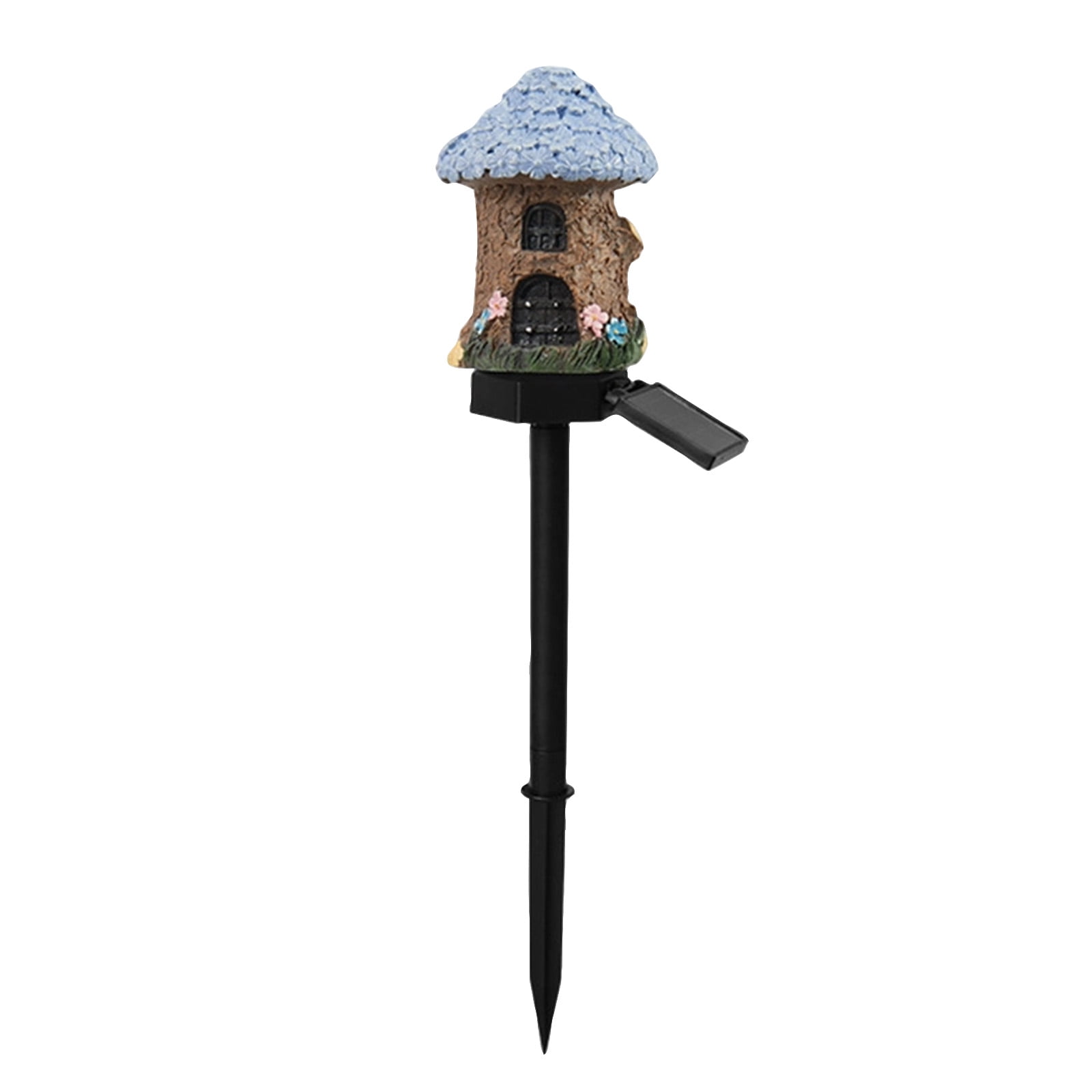 Solar Resin House Garden Light Waterproof Outdoor Landscape Pathway Lamp Decorative Ground Stake for Patio Yard Lawn Walkway Purple