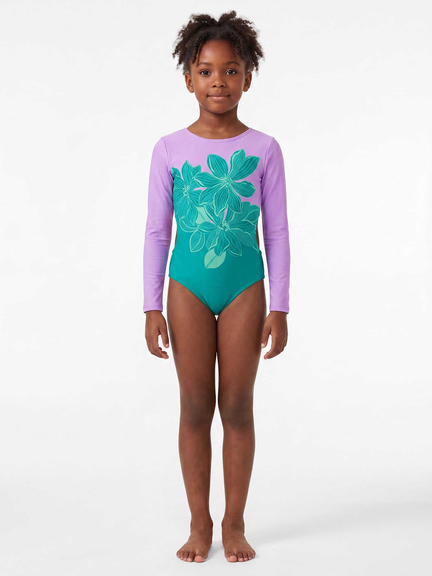 Ocean Gear Girls One Piece Long Sleeve Swim Suit, Sizes 4-18