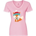 thumbnail image 3 of Inktastic Cute Fox, Fox With Hat And Scarf, Orange Fox Women's V-Neck T-Shirt, 3 of 5