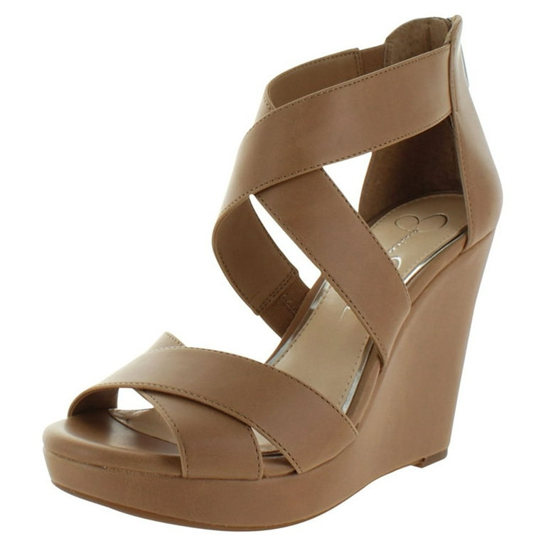 Jessica Simpson Womens Jadyn Leather Peep Toe Casual Platform