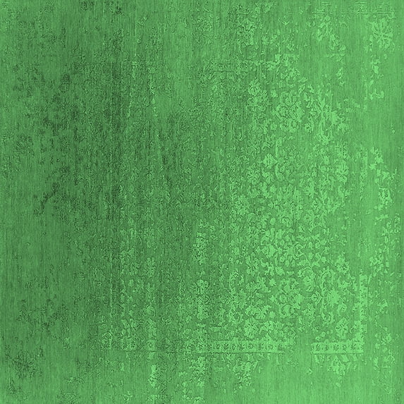Ahgly Company Indoor Square Oriental Emerald Green Industrial Area Rugs, 3' Square