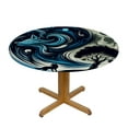 thumbnail image 3 of Nawypu  Fitted Round Tablecloth  Howling Wolf,Bare Tree Huge Planet Rising Starry Table Cover,Elastic Edged Table Cloth Fits Round Tables, 3 of 7