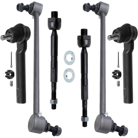 Detroit Axle - 6pc Front Tie Rods Sway Bars Kit for 2007-2011 Honda CR-V, 4 Inner Outer Tie Rod Ends 2 Stabilizer Sway Bar End Links 2008 2009 2010 Replacement