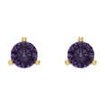 thumbnail image 3 of 1 Ct Round Cut Studs Purple Alexandrite 14K Yellow Solid Solid Gold Everyday Dainty Earrings Screw Back, 3 of 7