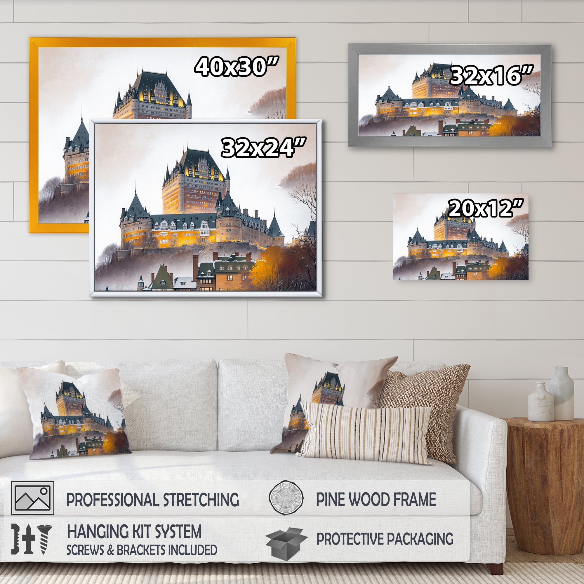 Designart Fall Season Chateau Frontenac II Canvas Wall Art