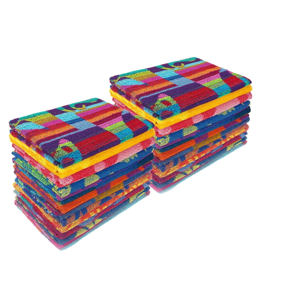 KAUFMAN PROMO ASSORTED JACQUARD BEACH TOWEL SET of 24PC 30x60 (104700