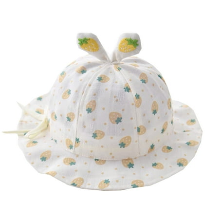 

Kaloaede Baby Hats Hat Summer Sun Hat Girl Breathable Large Brim Hat Fisherman Hat Sunscreen Sun Hat Cartoon Strawberry Yellow
