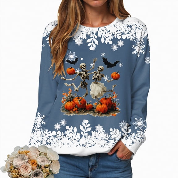Towmus Christmas Sweatshirts for Women 2025 Xmas Tree Graphic Fall Winter Clothes Halloween Crewneck Pullover Long Raglan Sleeve Tops