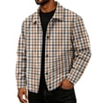 thumbnail image 3 of GrmtClth Retro Mens Plaid Mid Weight Plaid Overshirt Jacket Long Sleeve Snap Closure Loose Fit Mid Season Daily Outerwear Yellow 2XL, 3 of 8