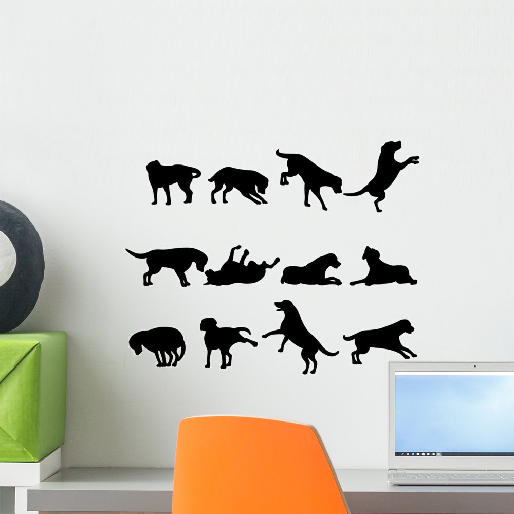 Dog Silhouette Wall Decal by Wallmonkeys Peel and Stick Graphic (18 in W x 14 in H) WM42576
