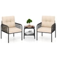 thumbnail image 2 of Costway 3 PCS Patio Bistro Set with Tempered Glass Table Chairs Back and Seat Cushions, 2 of 10
