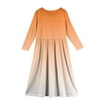 thumbnail image 3 of Inglocry Girls Maxi Dress Long Sleeve Round Neck Casual Holiday Dress with Pockets for 5-14 Years Summer Dresses For Teens Orange 7-8Y, 3 of 4