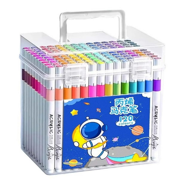 120 Marcadores de Pintura Acrílica, Lápices de Colores, Marcadores de Pintura con Estuche de Transporte, Marcadores de Dibujo para Lienzo de Vidrio.