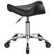 WKWKER Heavy Duty Rolling Stool with Wheels Saddle Swivel Stool Adjustable Rolling Stool Ergonomic Thick Irregular Leather Seat Stool Chair for Kitchen Drafting Lab Office Salon Message Stool (Black)