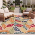thumbnail image 5 of SAFAVIEH Cabana Lindsay Botanical Indoor/Outdoor Area Rug, Ivory/Green, 6'7" x 6'7" Square, 5 of 18