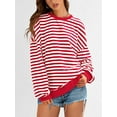 thumbnail image 4 of PRETTYGARDEN Womens Striped Oversized Sweatshirt Color Block Crew Neck Long Sleeve Casual Loose Pullover Top Y2K Clothes, 4 of 9